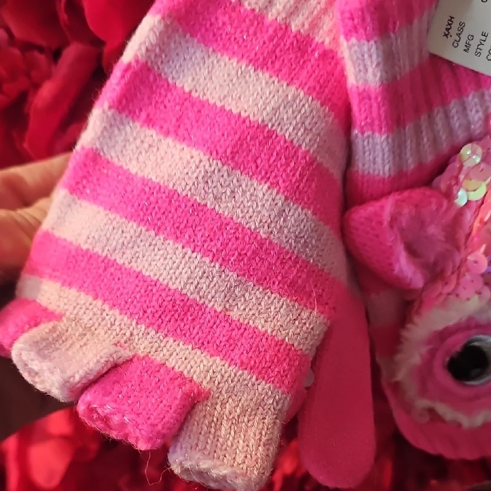 Pink Owl Kids Mittens